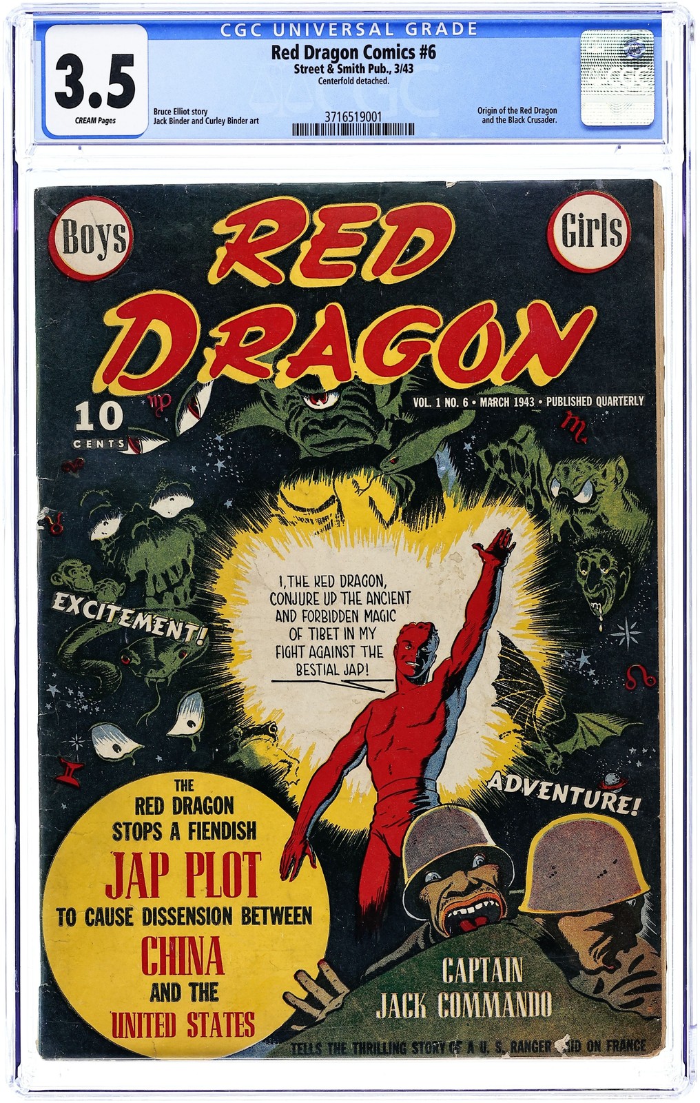 Red Dragon Comics Series 1 #6 CGC 3.5 1943 3716519001