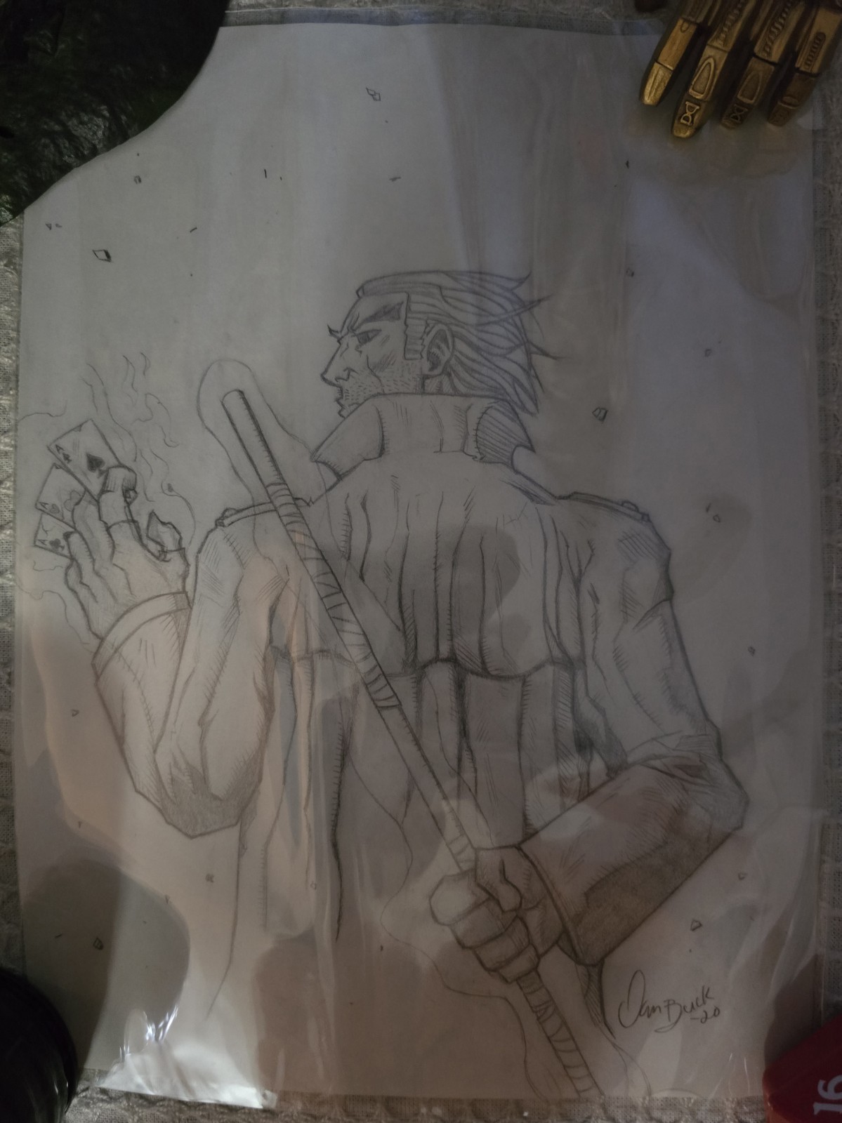Gambit Marvel Comic Book Dan Buck 2020 Original Sketched Art Signed 12x9 X-Men