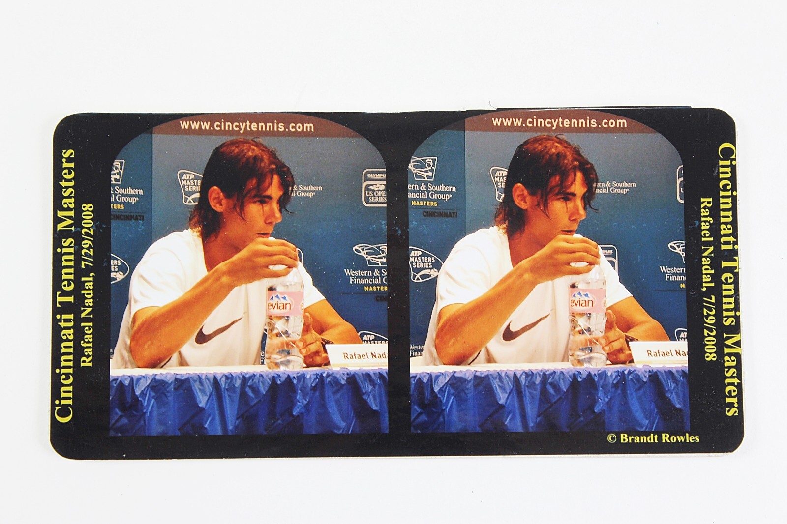 RAFAEL NADAL Cincinnati Tennis Masters Color Stereoview Card 2008 Brandt Rowles