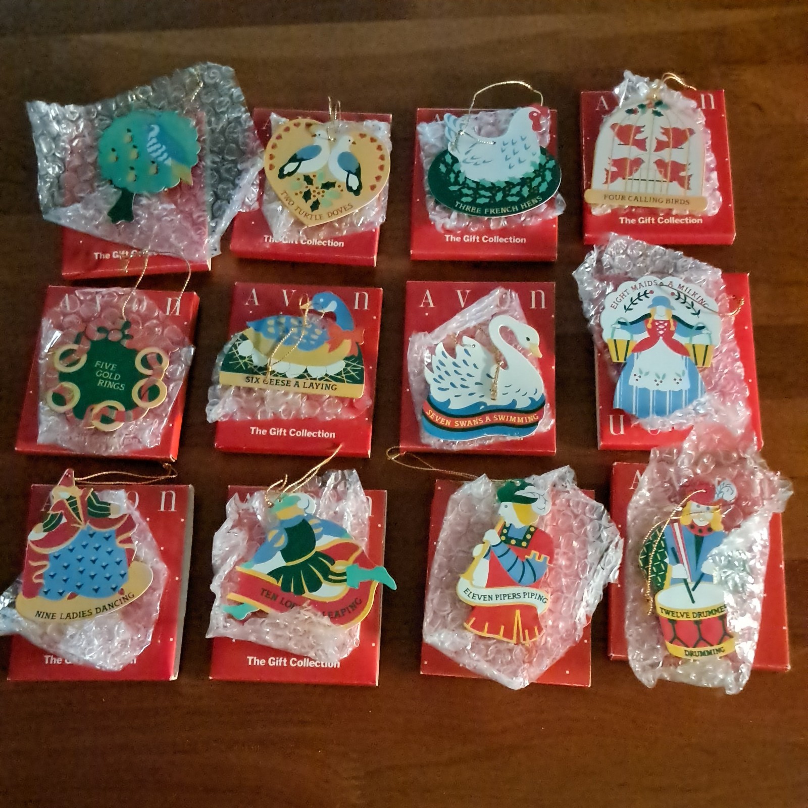 VTG Twelve 12 Days of Christmas Metal Ornaments Lot with Boxes Complete Set NEW