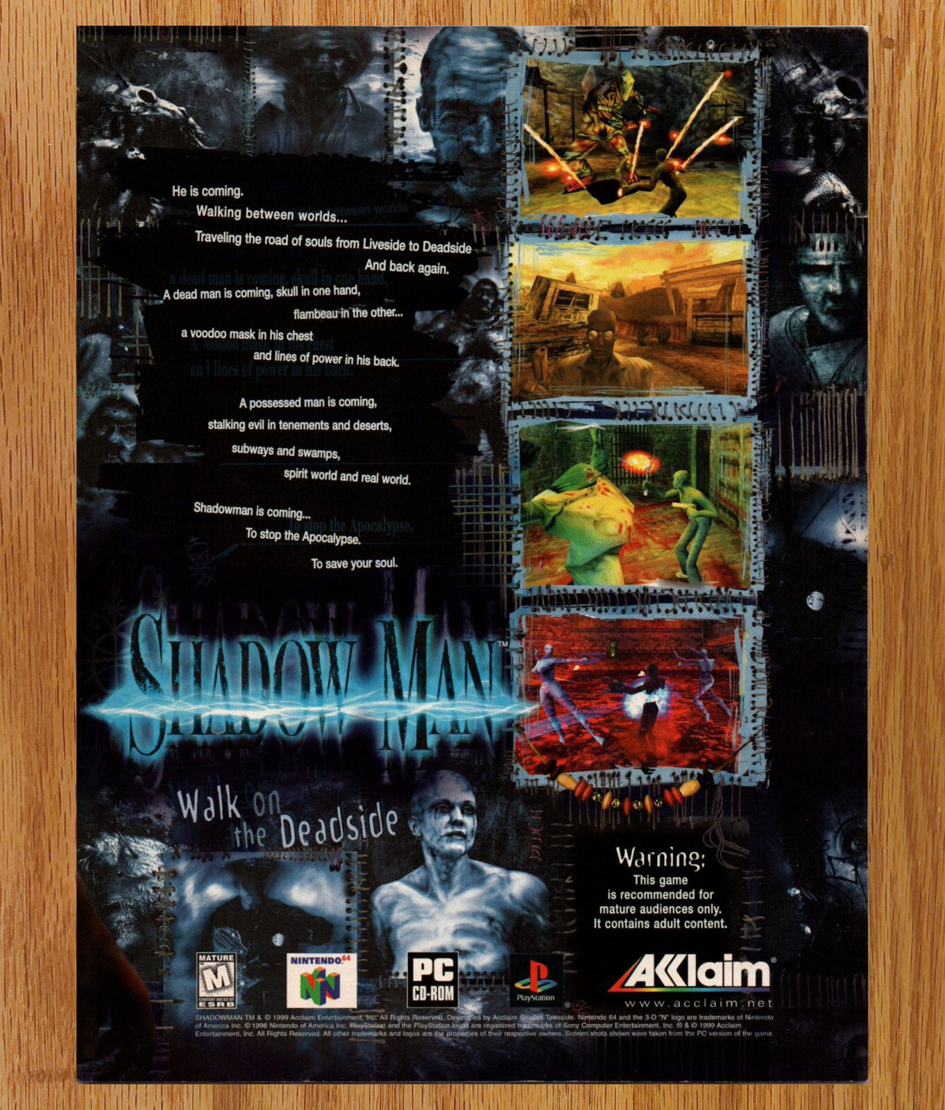 Shadow Man Acclaim Action PS N64  - Video Game Print Ad Poster Promo Art 1999
