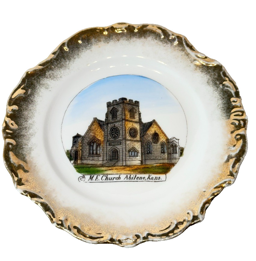 Abilene KS KANSAS ME CHURCH Antique Souvenir RARE China Dish Plate