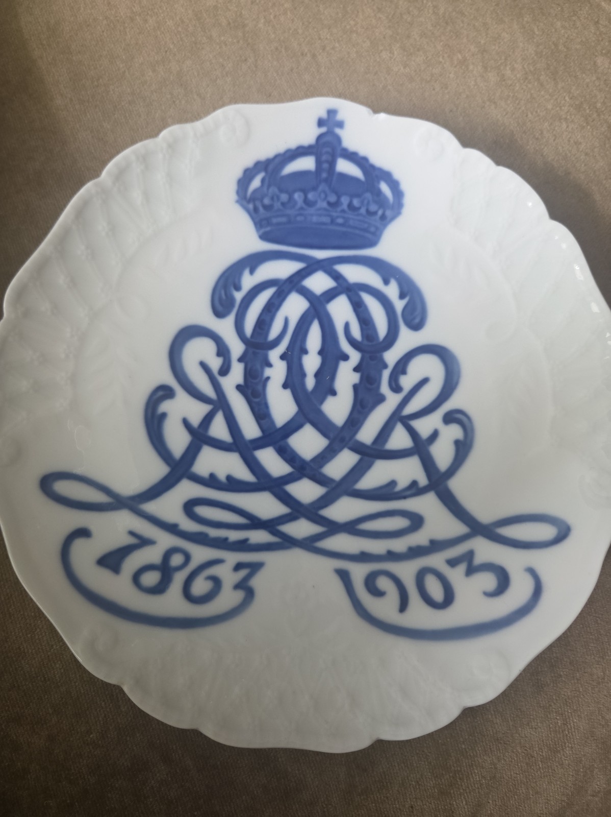 Antique 1863-1903 Royal Copenhagen Memorial Plate Christian IX 40th Anniversary