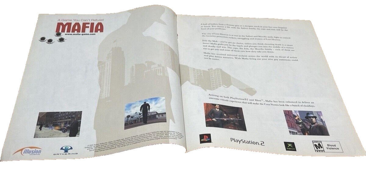 2004 Mafia PC PS2 Xbox Original Video Game Print Ad Promotional Artwork