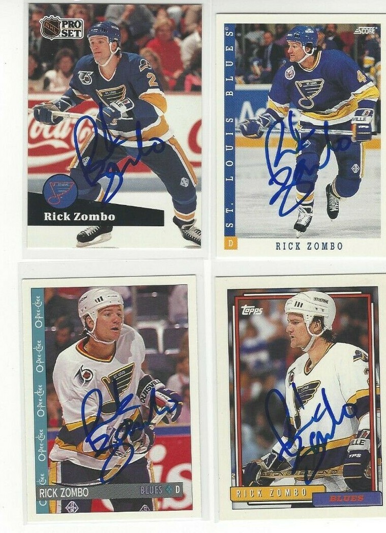1992-93 O-Pee-Chee #97 Rick Zombo Signed Hockey Card St Louis Blues