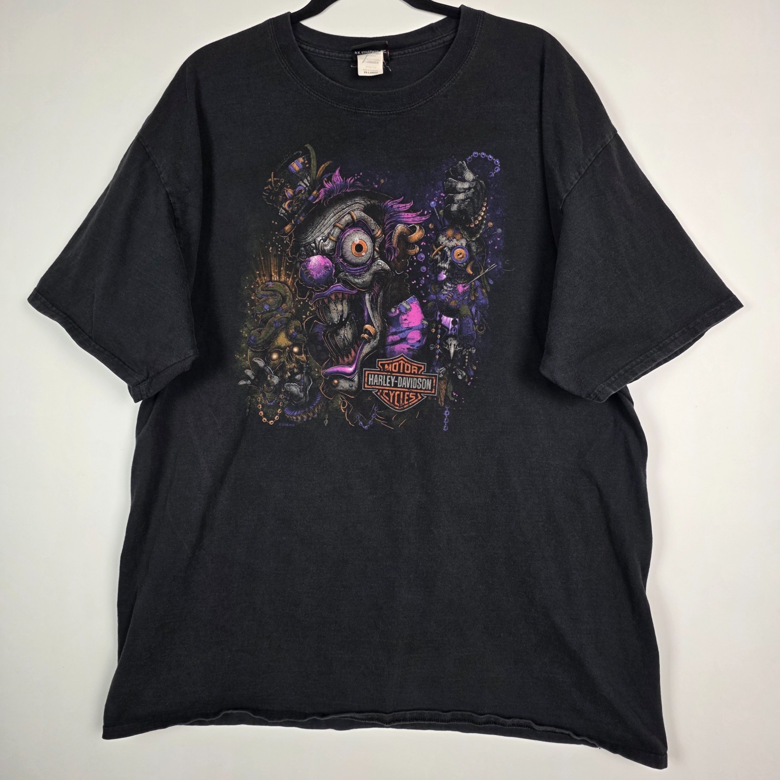 Harley Davidson Evil Clown Skull Wings Mens 2XL Short Sleeve Graphic T Shirt