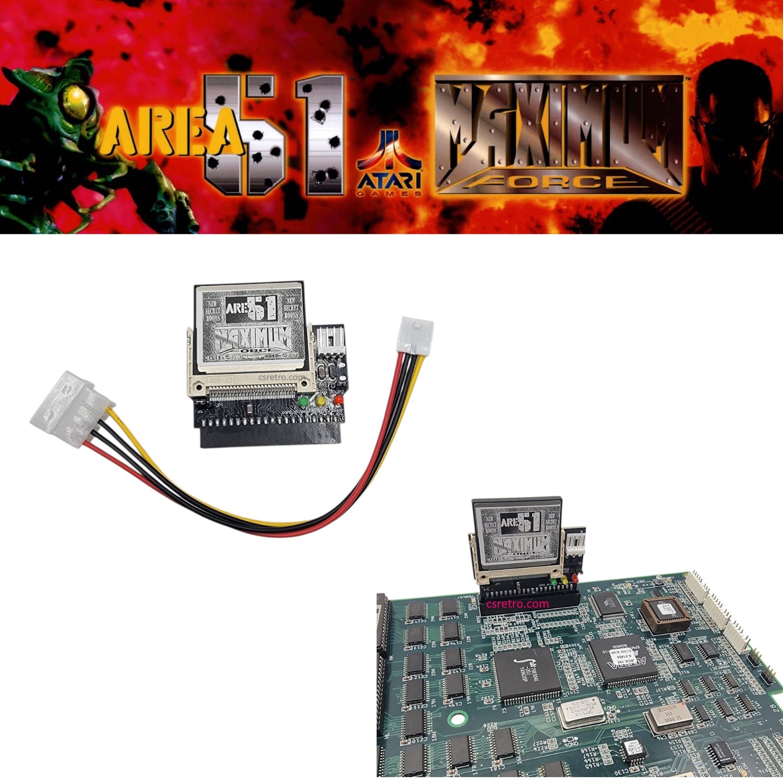 Atari Area 51 Maximum Force Duo Arcade Game CF Compact Flash Hard Drive Upgrade