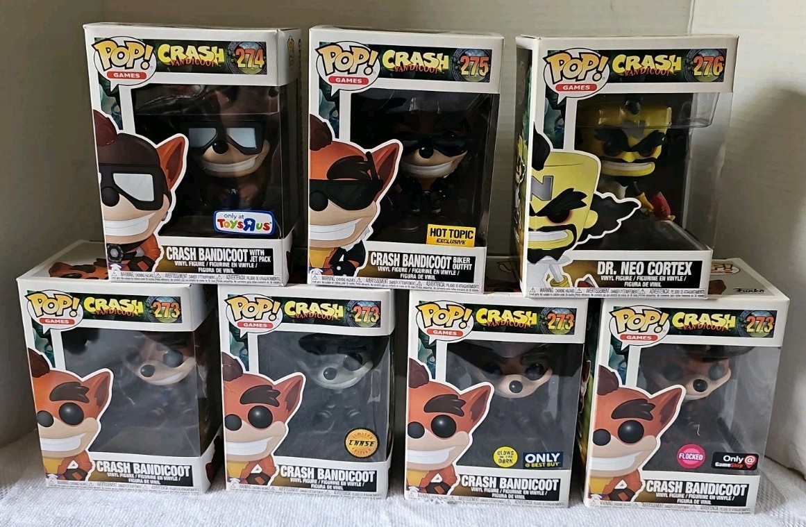 Funko Pop Games Crash Bandicoot Complete Set Of 7 With Exclusives #273-#276