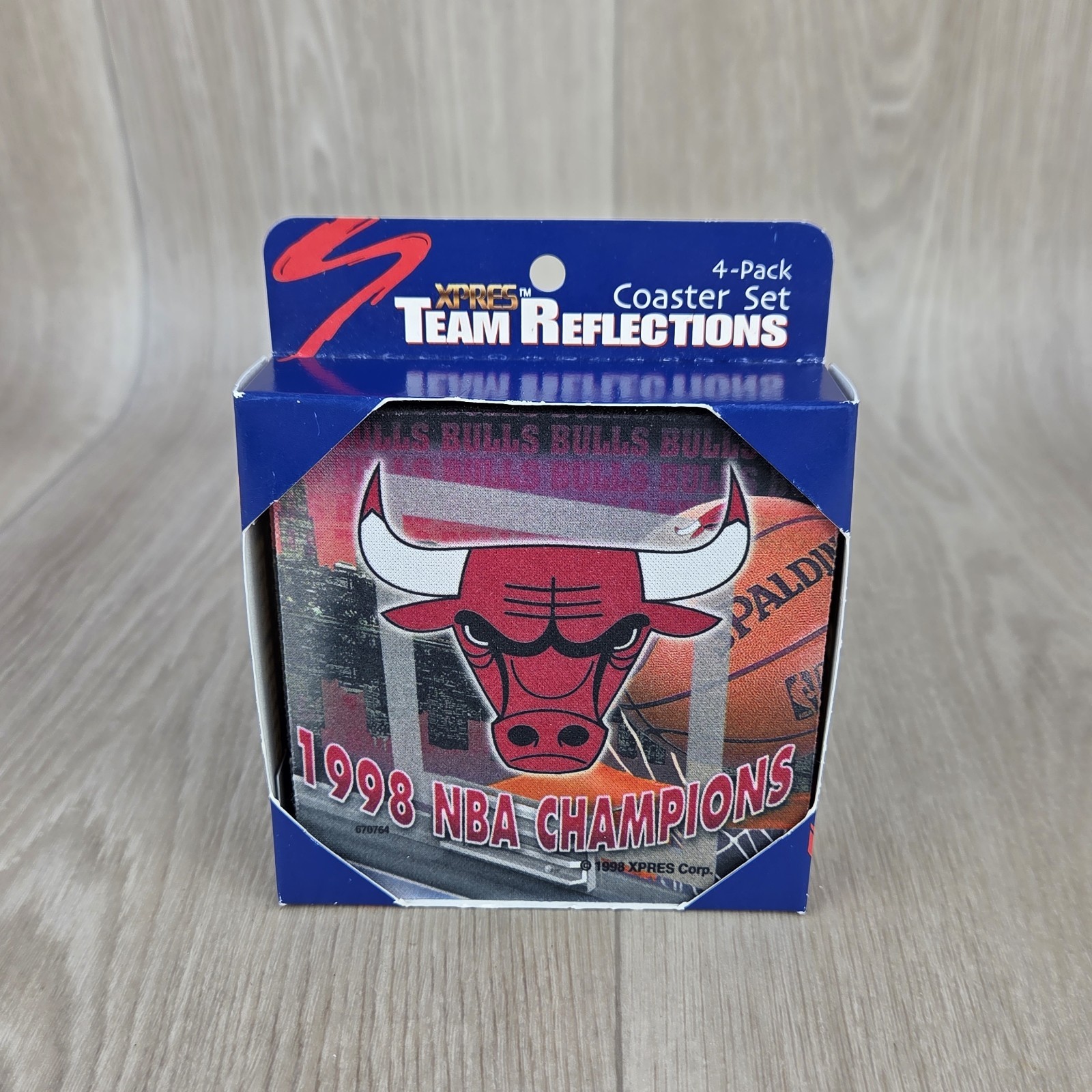 1998  NBA Champions Chicago Bulls Drink Coaster Set New Collectible Man Cave Vtg