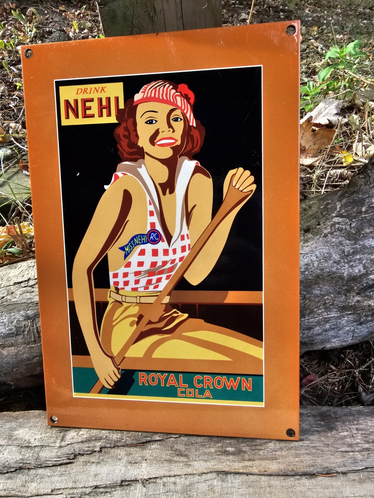 RARE NEHI ROYAL CROWN COLA PORCELAIN SODA ENAMEL GAS STATION SIGN 12\