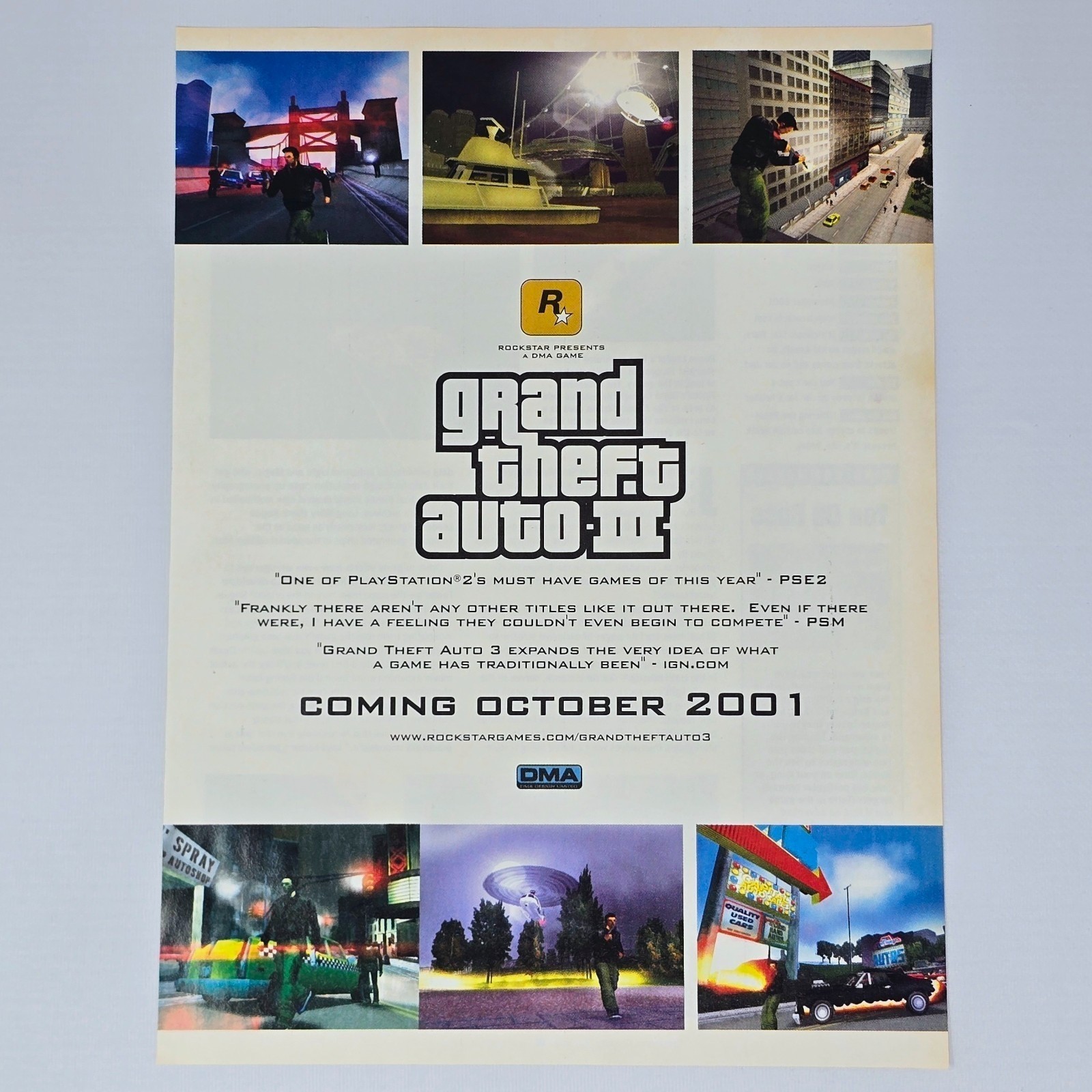Grand Theft Auto III 3 PlayStation 2 PS2 Authentic Magazine Ad