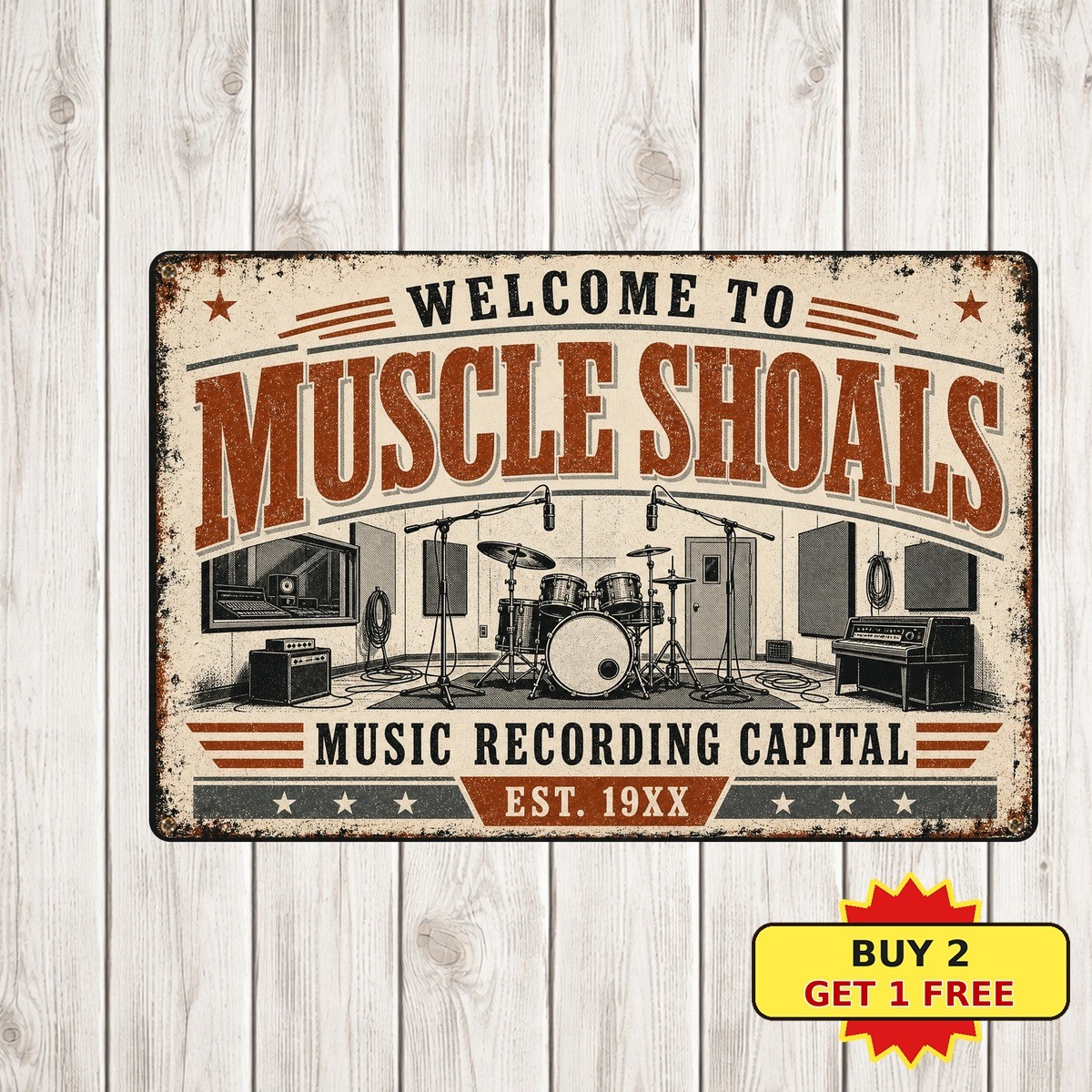 Music Recording Capital Studio Metal Sign Retro Soul Blues Band Tin Plaque 8x12