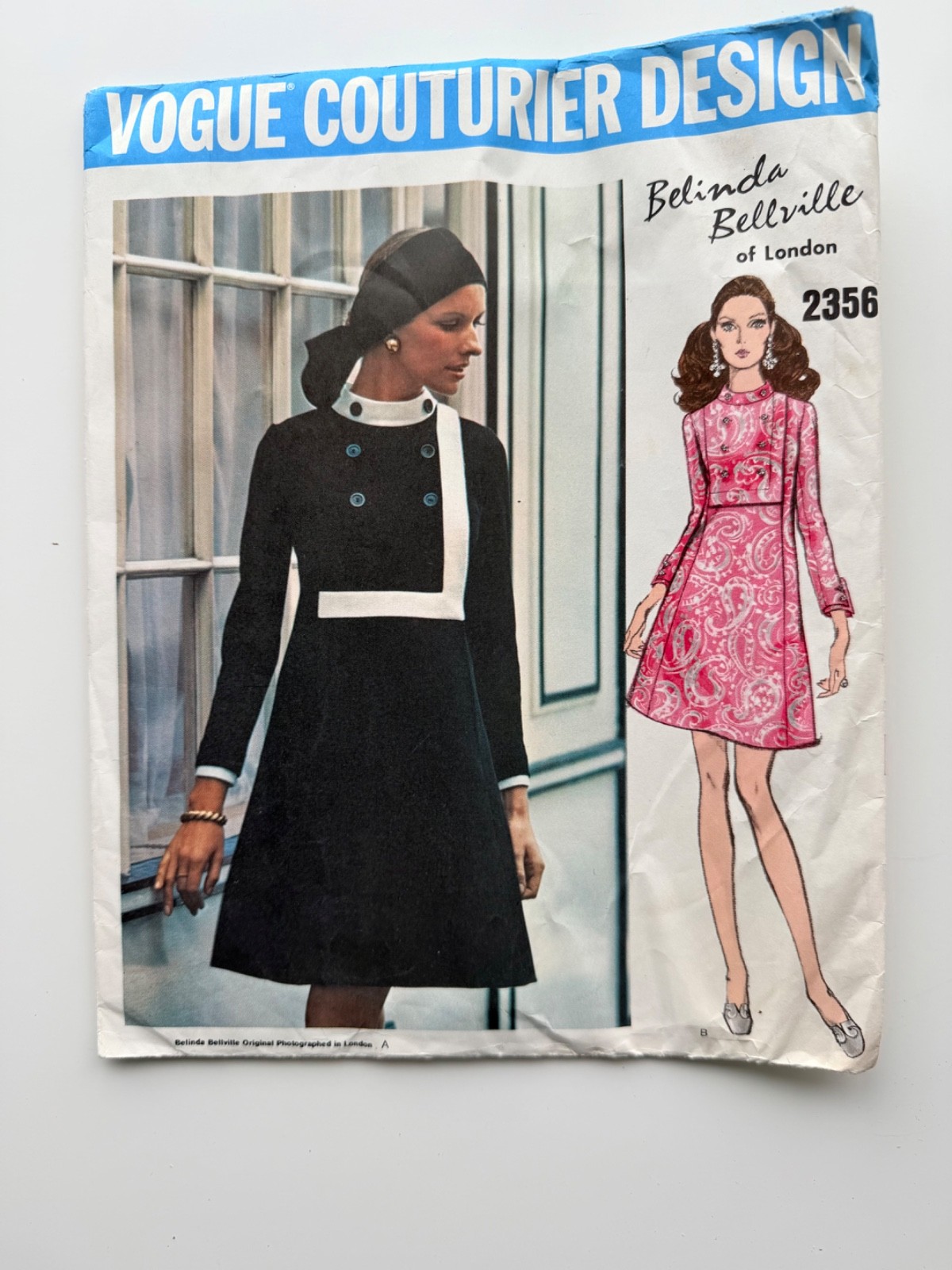 Vintage 1966 Vogue Couturier 2356 Belinda Bellville Dress, Sz 12 B34, Uncut FF
