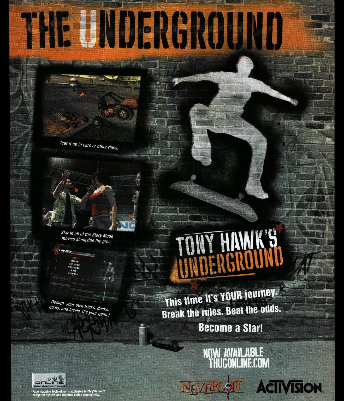 Tony Hawk's Underground Skateboard Game Vintage Magazine Print Ad 2003