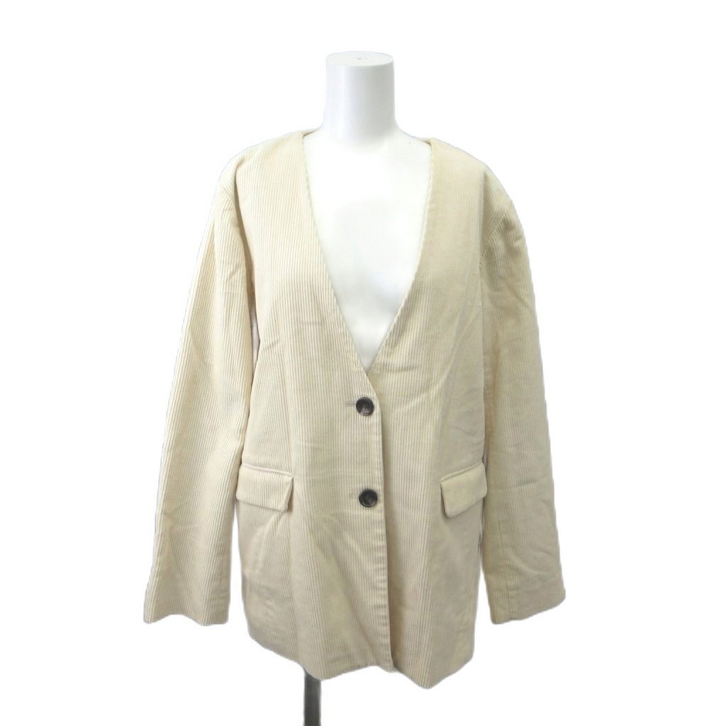 Ray Beams Corduroy Collarless Jacket 1 Ivory /RY ■GY70 Ladies