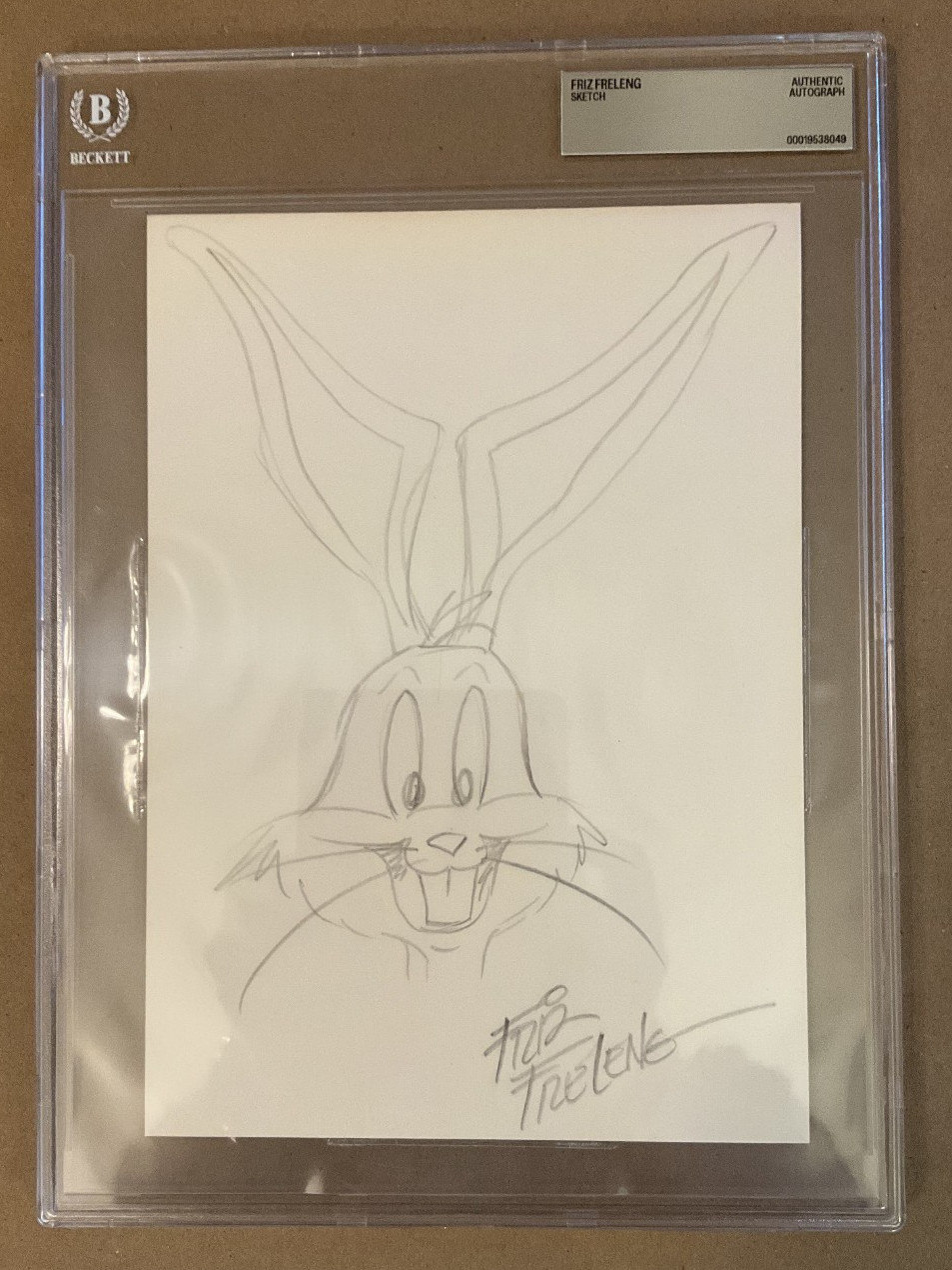 Friz Freleng Signed Autograph Original Bugs Bunny Pencil Sketch Beckett BAS Auth