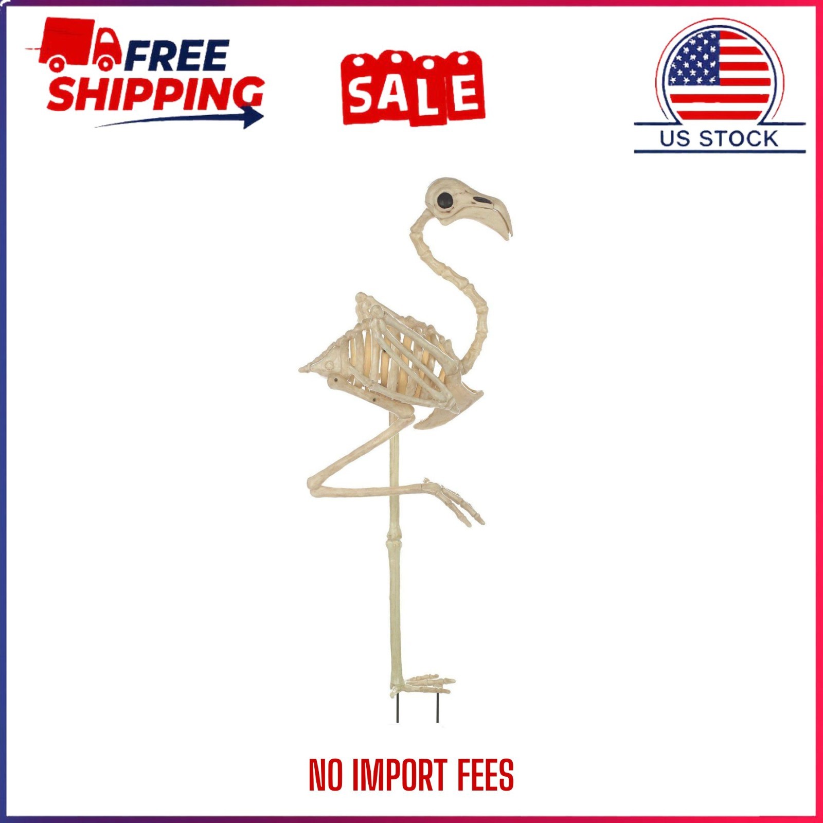 3ft Giant Flamingo Skeleton Halloween Decoration Plastic Animal Bird Outdoor