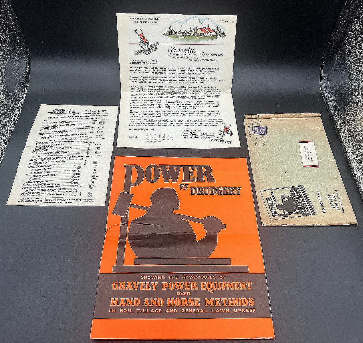 VINTAGE 1941 GRAVELY TRACTOR MOWER FULL LINE OF ATTACHMENTS BROCHURE LETTERHEAD