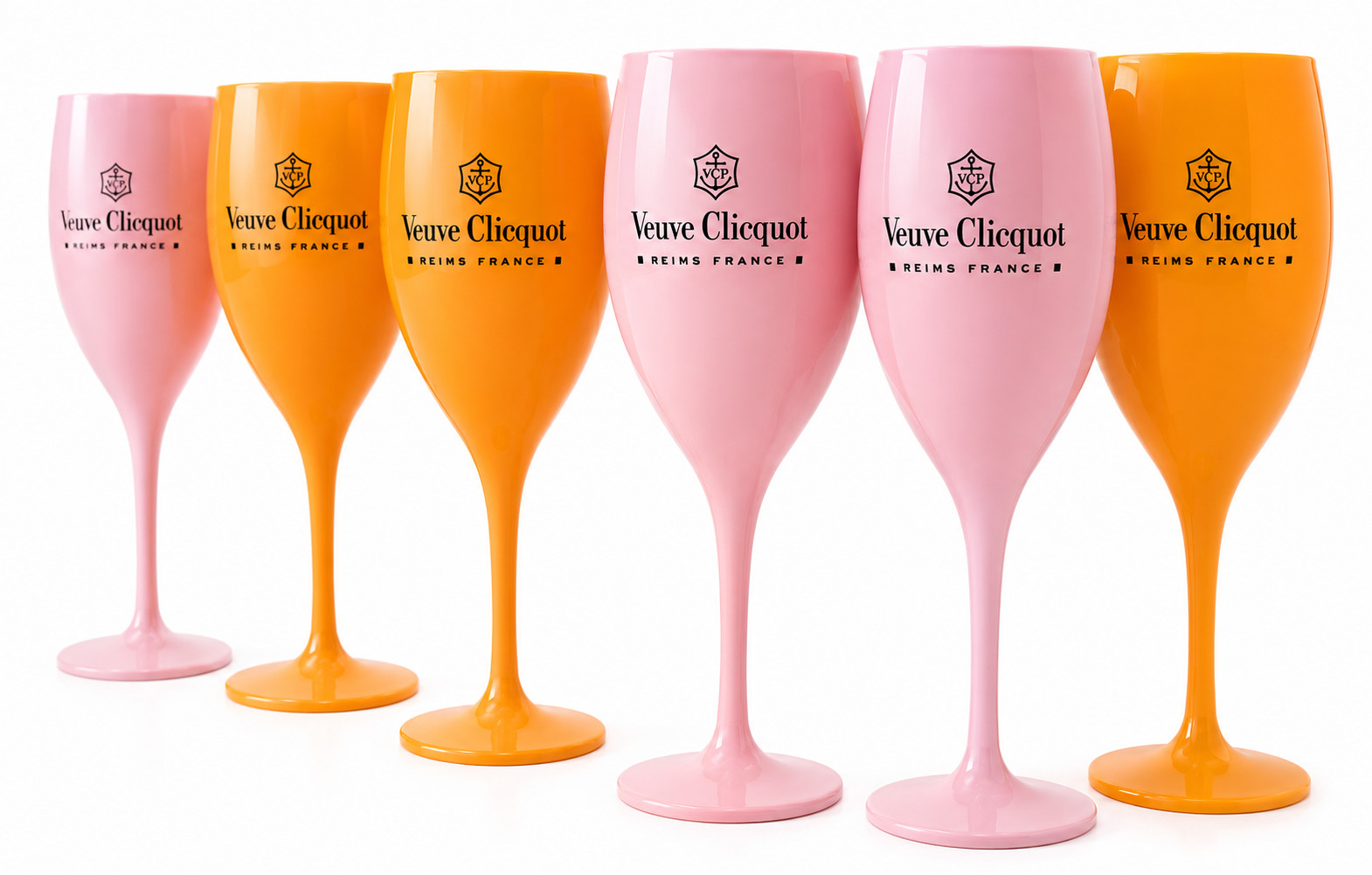 Veuve Cliquot Acrylic Champagne Flutes New Set of 6