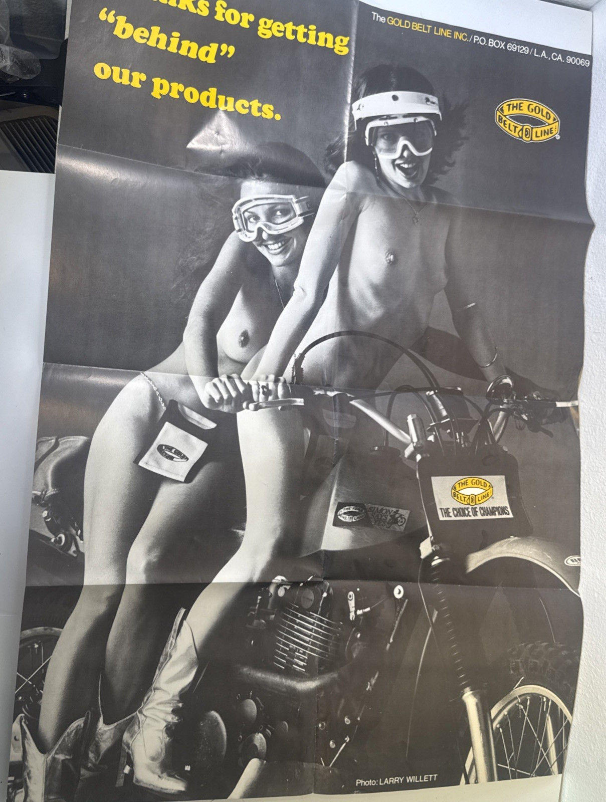Vintage Motorcycle Poster Gold Belt Line 70's Dirtbike Racing Simon Says Yes
