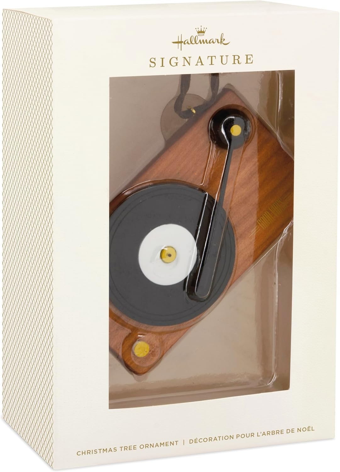 Hallmark Signature Record Turntable Christmas Ornament, Premium Wood - NEW