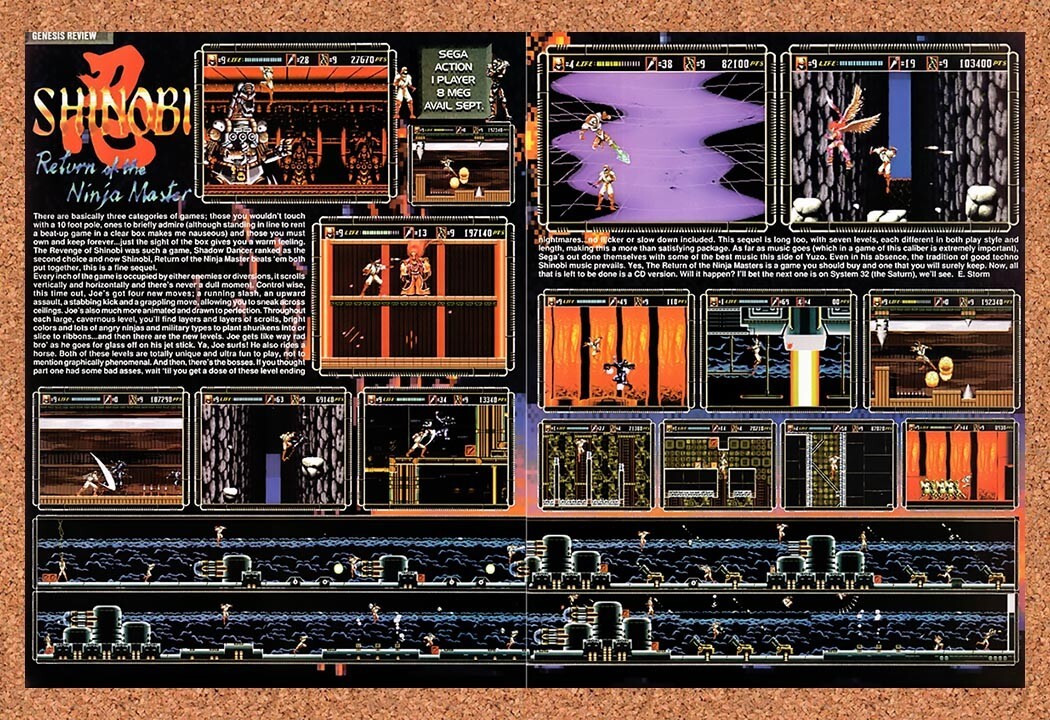 1992 Shinobi 3 Return Of The Ninja Master Genesis Original Ad / Wall Art v4