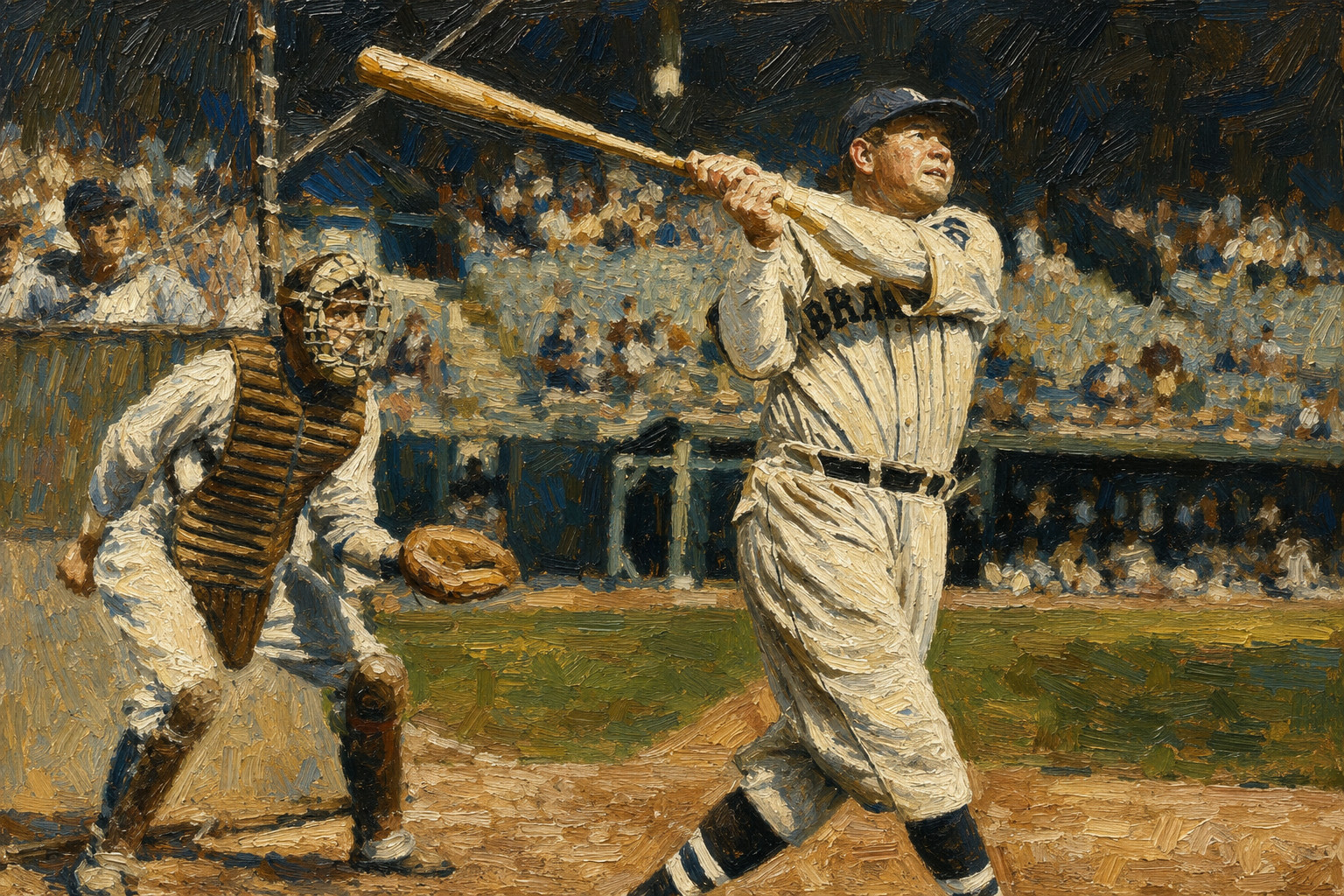 Legendary American Baseball Player Babe Ruth Oil Painting Style Art Print 4x6