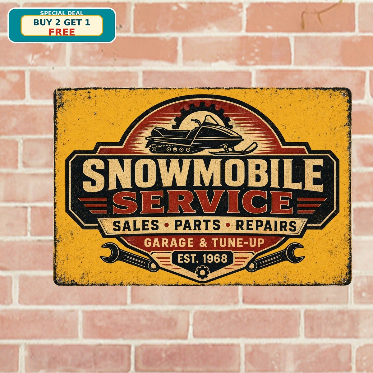 Ski Doo Snowmobiles Service Repair Workshop Gas Station Retro Metal Tin Sign