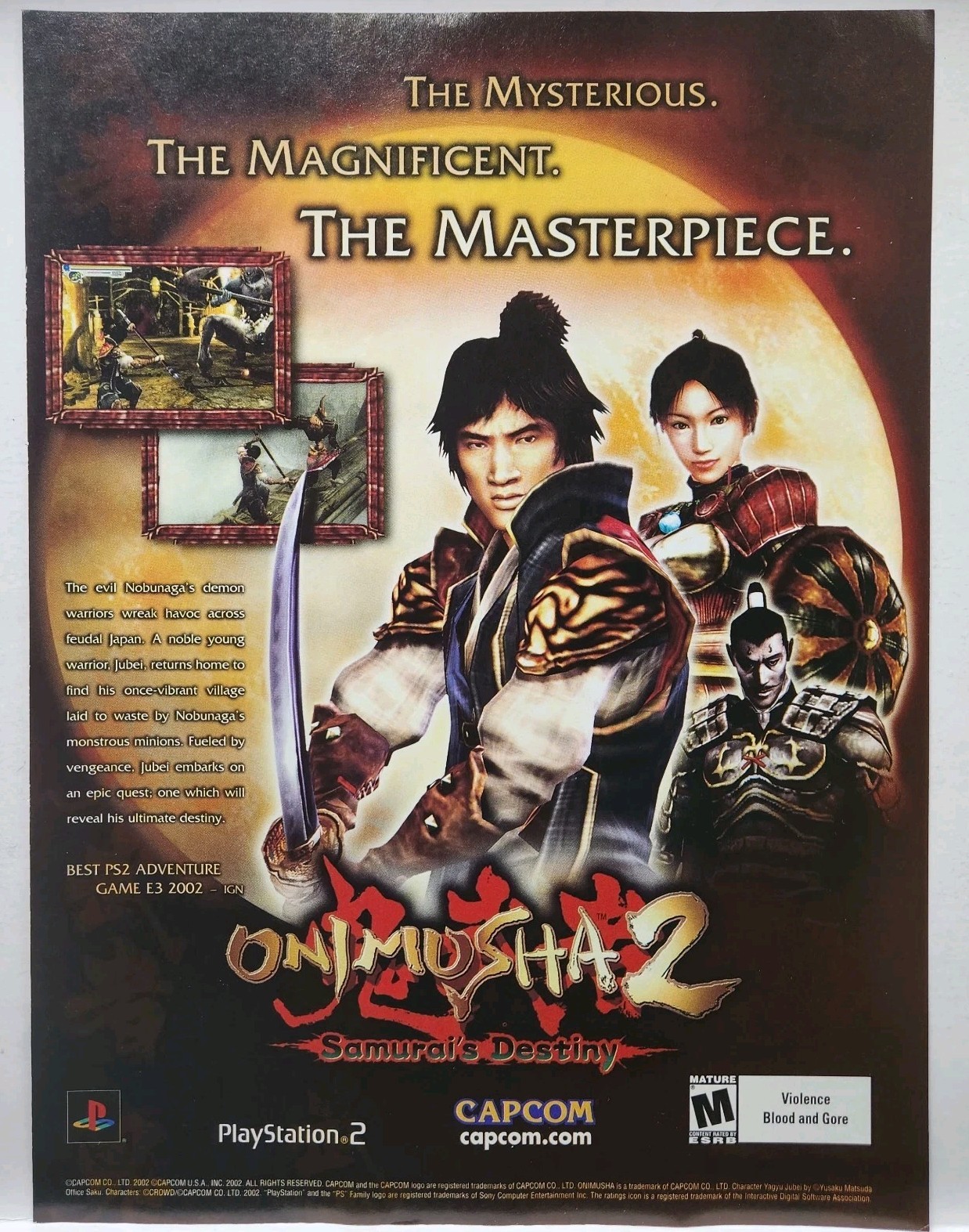 2002 Onimusha Samurai's Destiny Sony Playstation 2 PS2 Print Ad Poster Promo Art