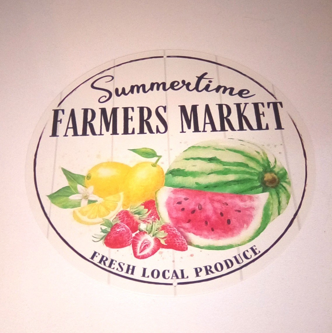 Summertime Farmers Market Fresh Local Produce Metal Sign, 12\