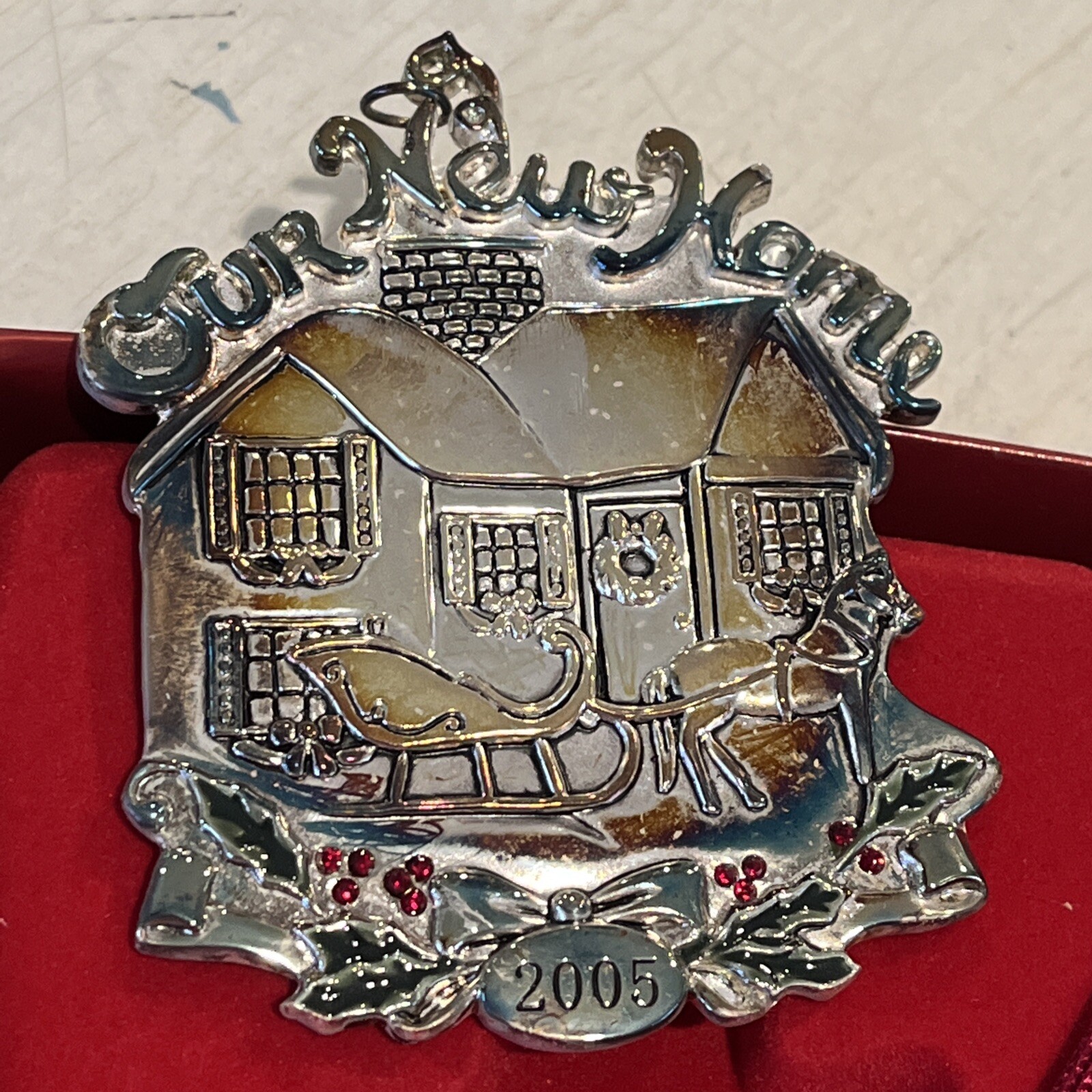 Gorham Silver Plate 2005 “Our New Home” Christmas Ornament In Original Box