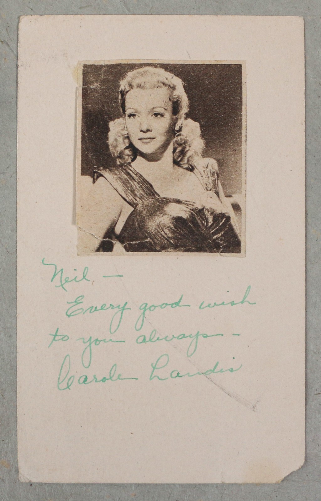 CAROLE LANDIS - Hollywood Actress / Film Star   - Genuine Signed Autograph w/COA