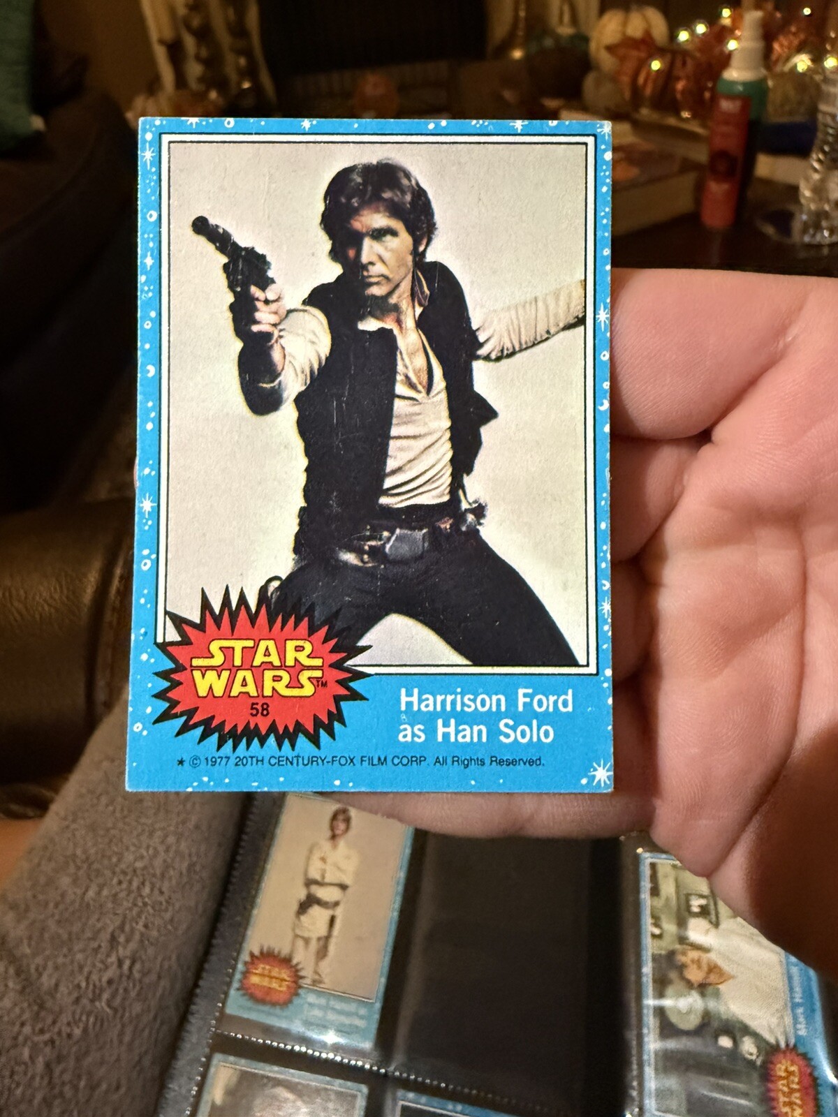 Star Wars Series 1 (Blue) Topps 1977 Trading Card #58 Harrison Ford as Han Solo