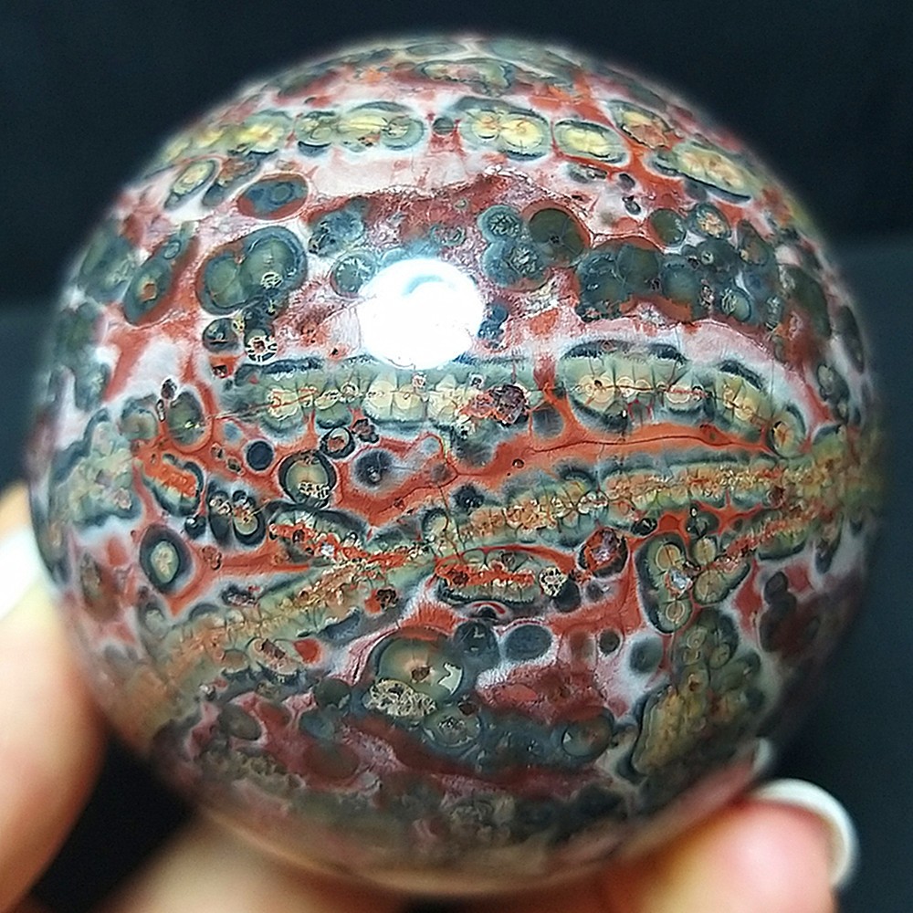 RARE 310g Natural Polished Colorful Agate Stone Ball Healing Madagascar M8