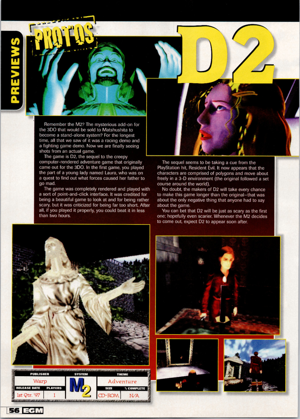 D2 Warp Game Preview EGM Magazine Article 1st Qtr '97 Vintage Video Game Ad
