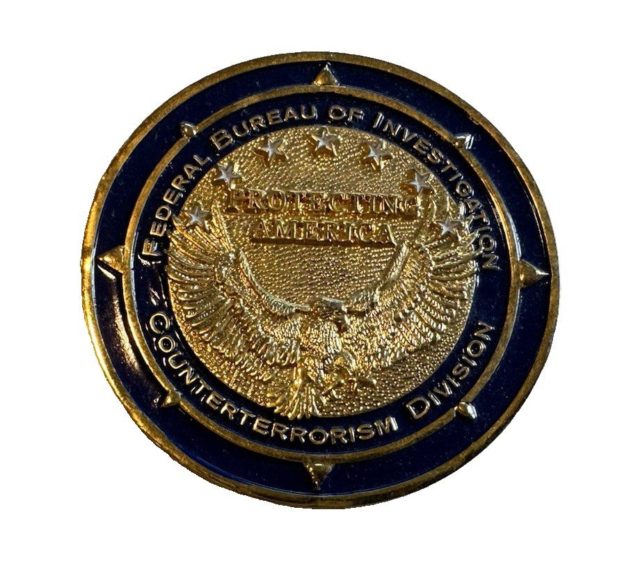 Authentic FBI Counterterrorism Division Protecting America Challenge Coin DOJ