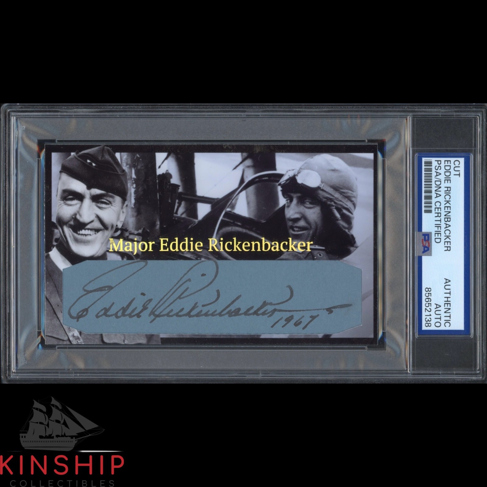 Eddie Rickenbacker signed Cut 3x5 Custom Card PSA DNA Slab Military Auto C5724