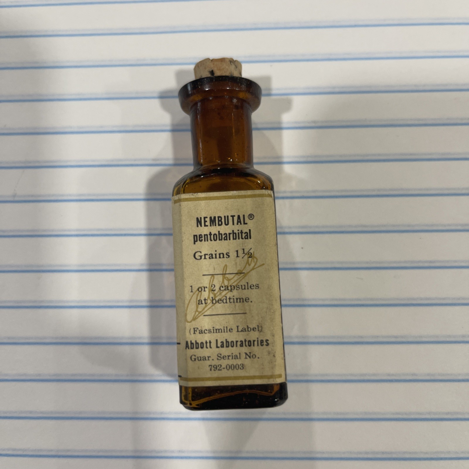 Vintage Abbott Nembutal pentobarbital empty bottle, rare pharmacy medication