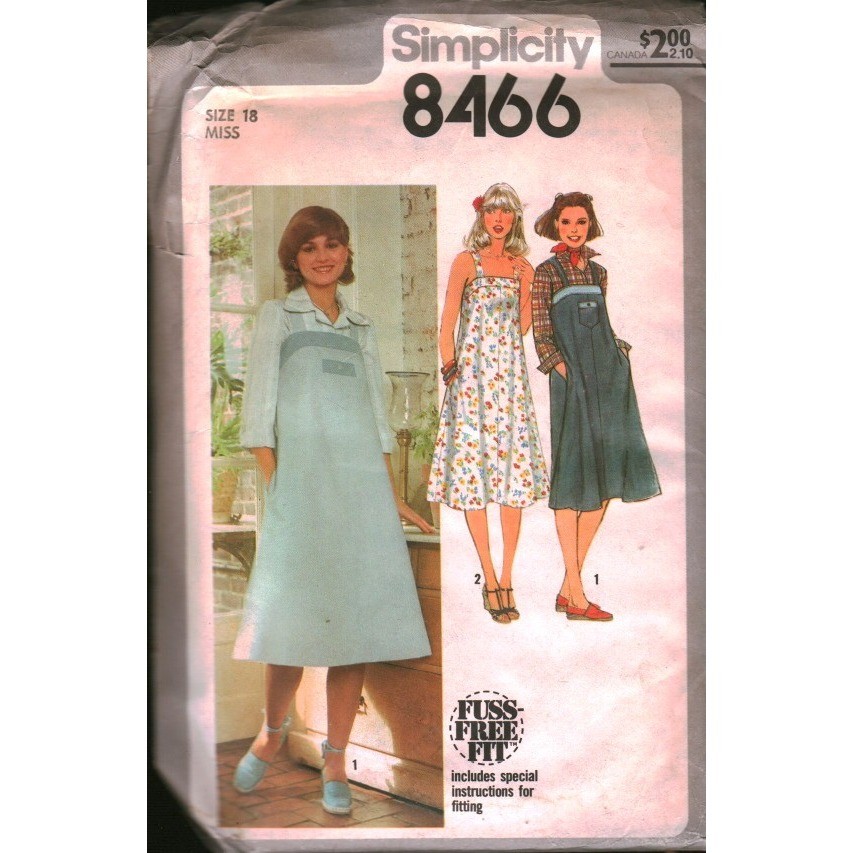 Vintage Simplicity 8466 Sewing Pattern Misses Sundress Jumper Sz 18 1970s Retro