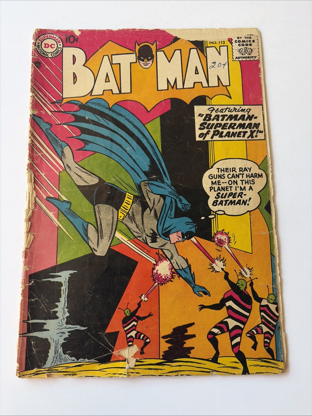 Batman # 113 Feb 58, 1st App Zur En Ah Planet X Version of Batman