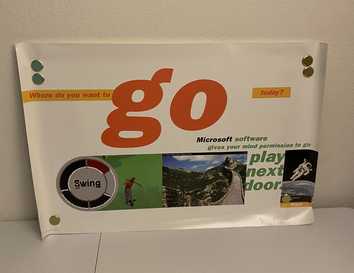 Microsoft Software Golf Print Ad/Poster Art PC Vintage 1996 36”x24” RARE