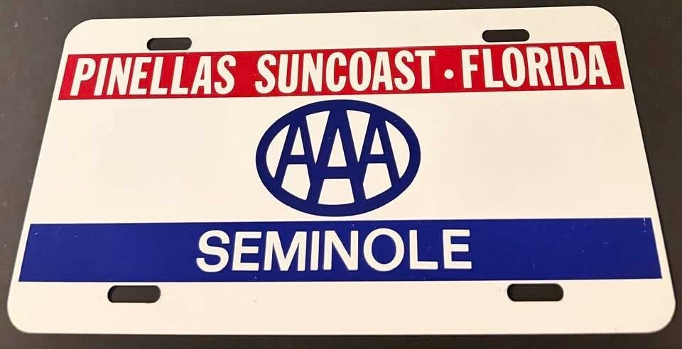 AAA Pinellas Suncoast Seminole Booster License Plate Florida