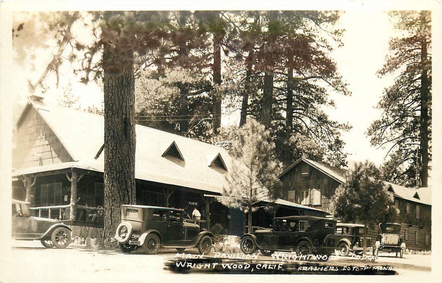 RPPC Wrightwood California Frashers Foto Cafe Lodge Vintage Cars 1920s Postcard