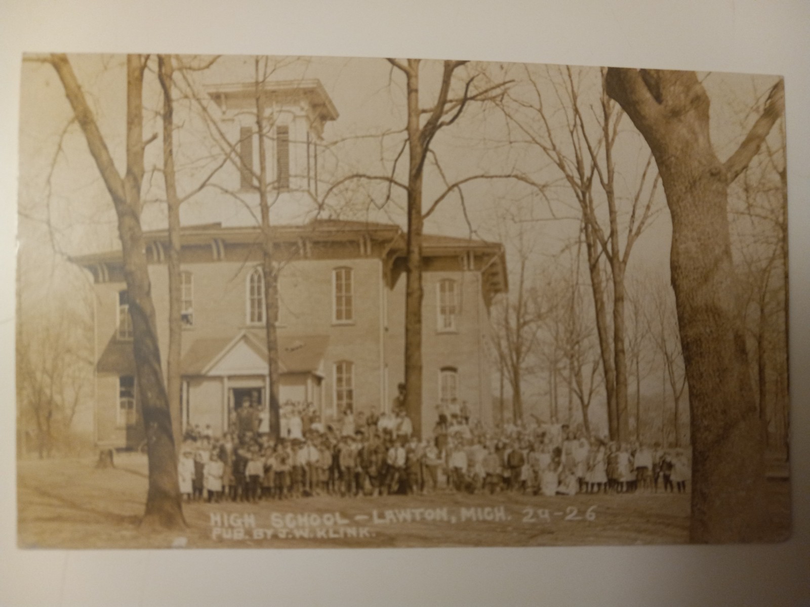 1911 RPPC Lawton Michigan High School Real Photo Postcard Kalamazoo MI