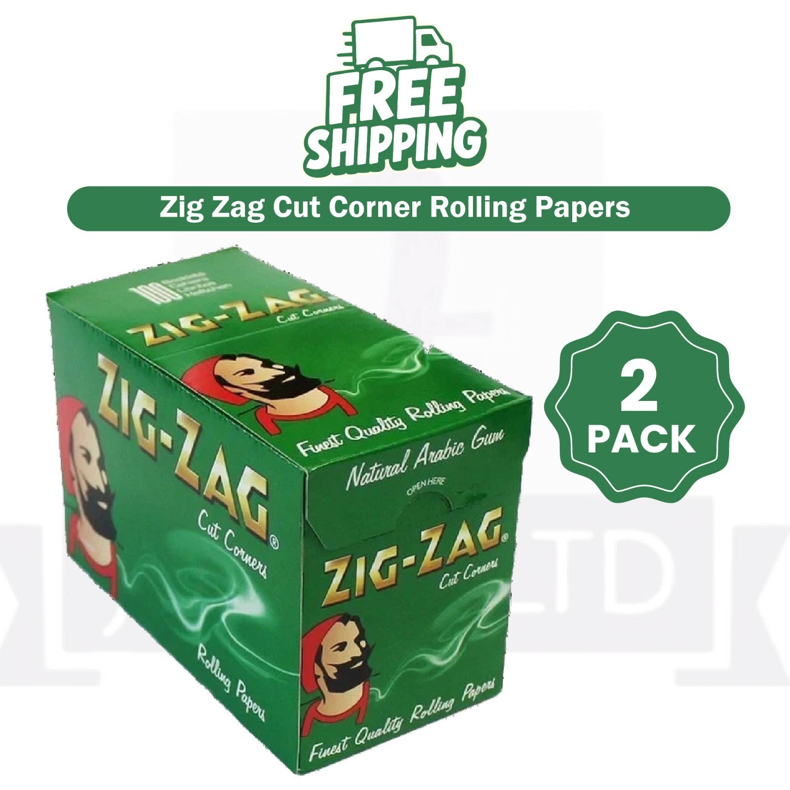 ZIG-ZAG Green Regular size Cut Corners Rolling Smooth Slow Burn - 100 bookletsX2