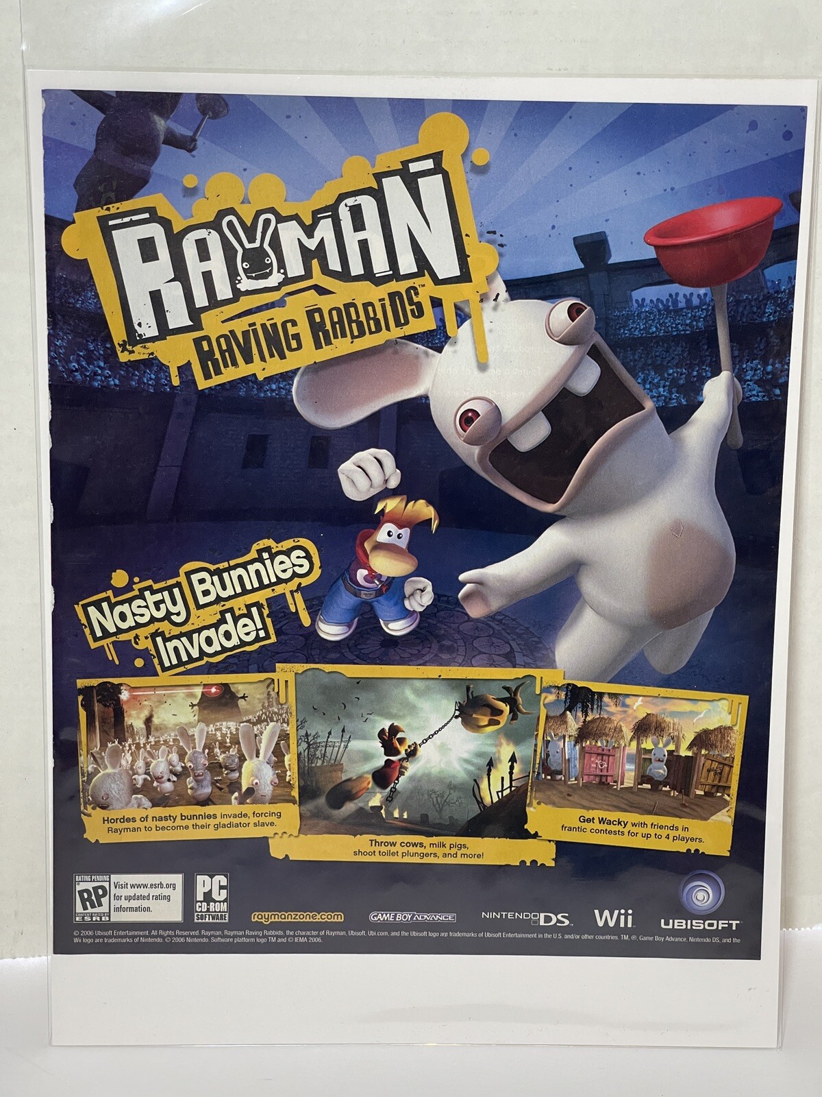 Rayman Raving Rabbids Nintendo Wii Magazine Print Ad 2006
