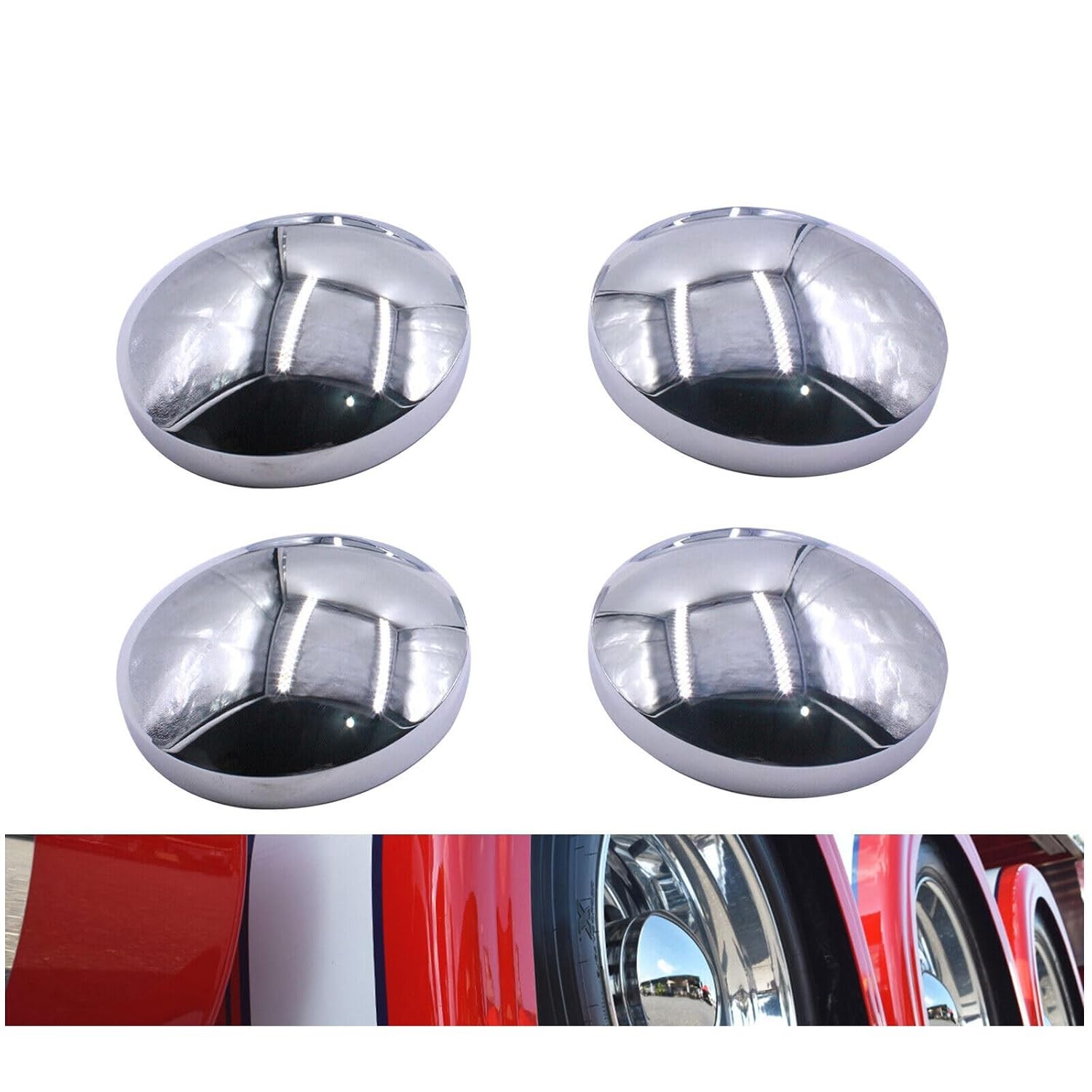 Chrome Dome Style Hub Caps 8 Inch Compatible Semi Truck Rear Chrome Metal