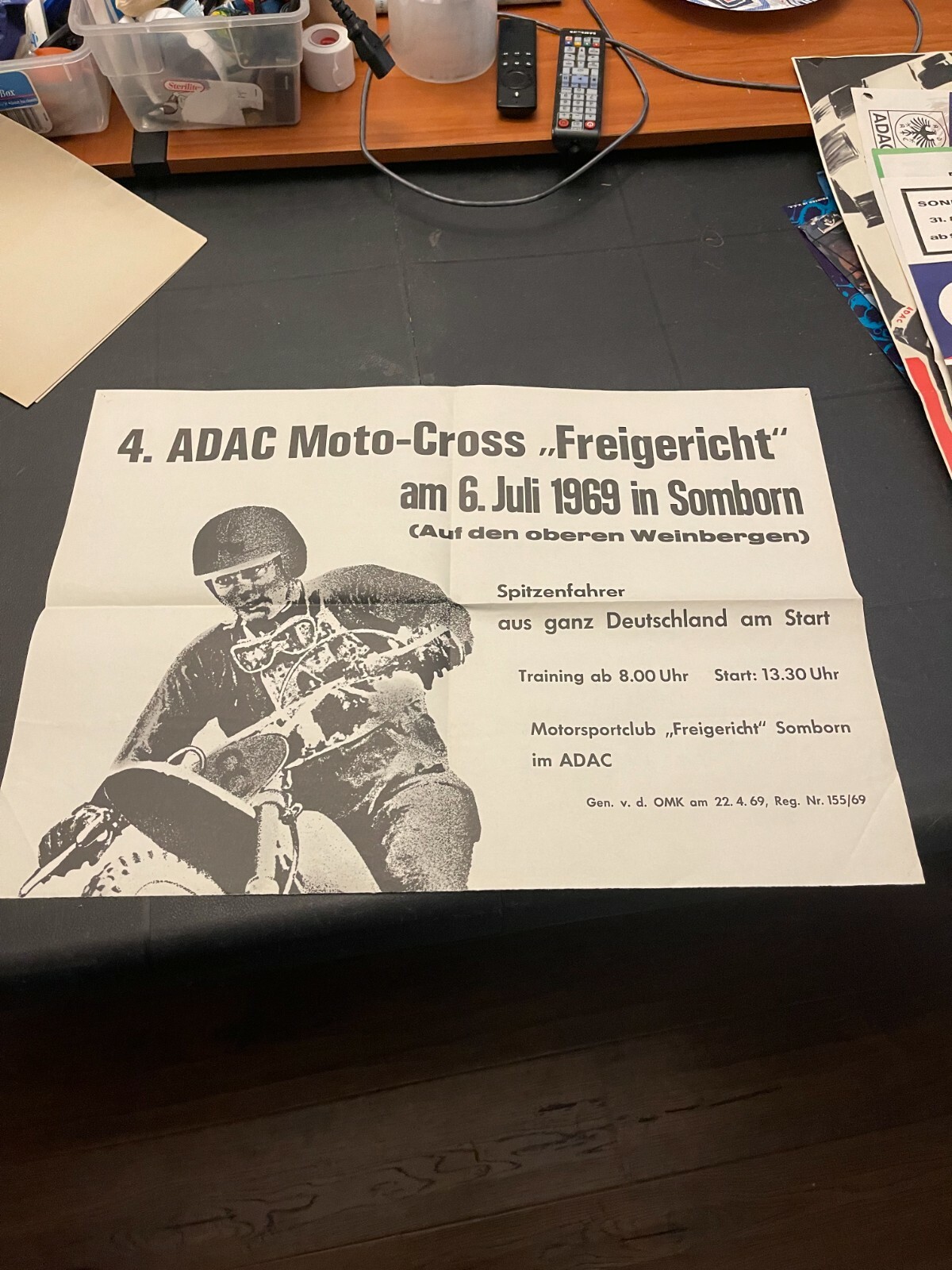 1969 Vintage Original Poster German Motor Cross Racing Rare ADAC