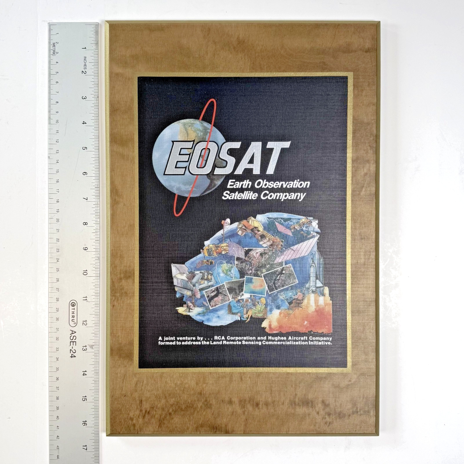 Vintage/Space *ONLY ONE* EOSAT—NASA/USGS/Hughes/RCA Solid Wood Plaque 16