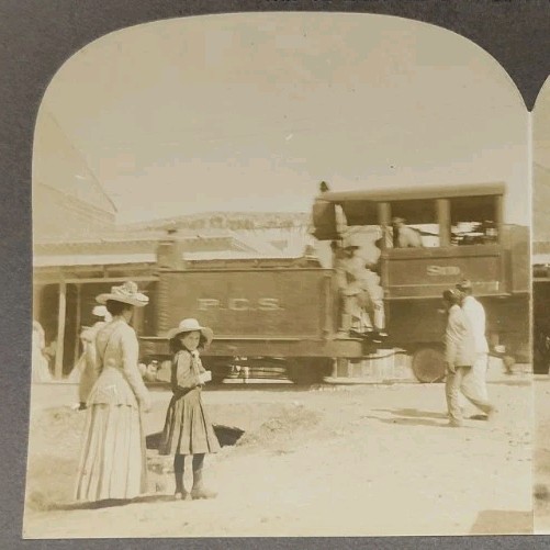 Private Stereoview Photo 1911 Haiti Port Au Prince Railroad Locomotive Train #87